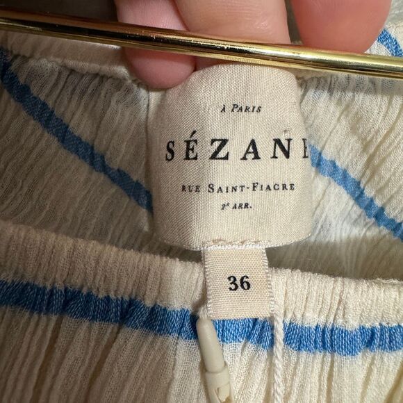 Sézane NWT Adeline striped cotton one shoulder top size 4 - Picture 5 of 7
